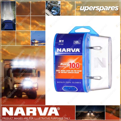 Narva H1 12V 55W Plus 100 Longer Life Halogen Headlight Globes Bl2 Blister of 2