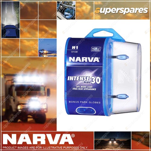 Narva H1 12Volt 55W Intense Plus 30 Halogen Headlight Globes Bl2 Blister of 2