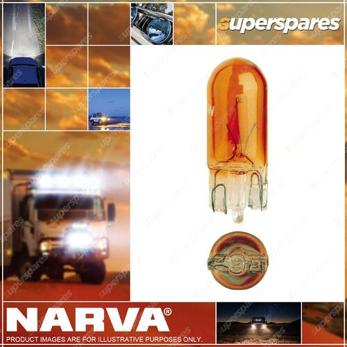 Narva 12 Volt 5W W2.1 X 9.5D Wy5W Amber Wedge Premium Globes - Box Of 10