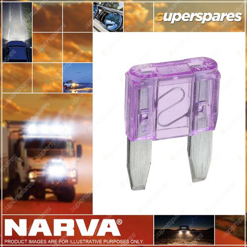 Narva 3 Amp Purple Mini Blade Fuse with Size 17mm x 11mm - Box Of 50