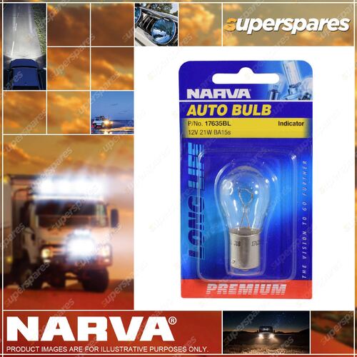 Narva 12 Volt 21W BA15S P21W Premium Incandescent Globes - Blister Pack Of 1