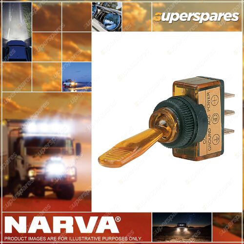 Narva Amber Illuminated Off / On Toggle Switch - push on terminal