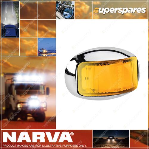 9-33V Amber LED Side Direction Indicator Lamp W/ Oval Chrome Deflector Base