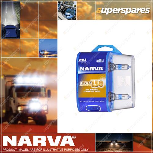 Narva Hb3 12V 60W P20D Upgraded Plus 150 Halogen Globes - Blister Pack of 2