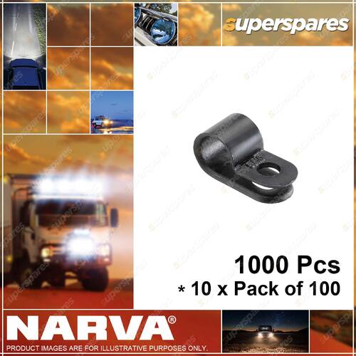 Narva 9.5mm Nylon Cable Clamps Black Color P-Clips 10 x Pack of 100