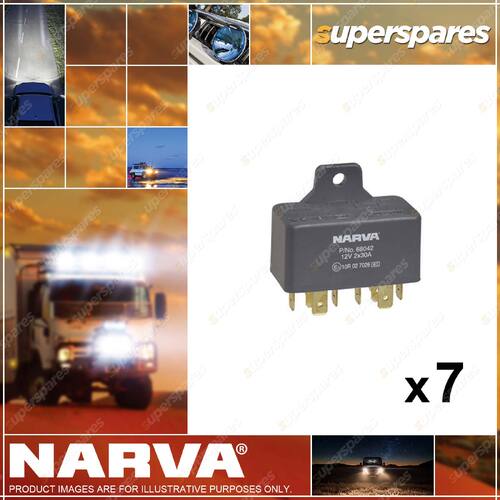 7 x Narva Normal Open Relays Twin - 12 Volt 30/30 Amp 5/5 Pins 68042