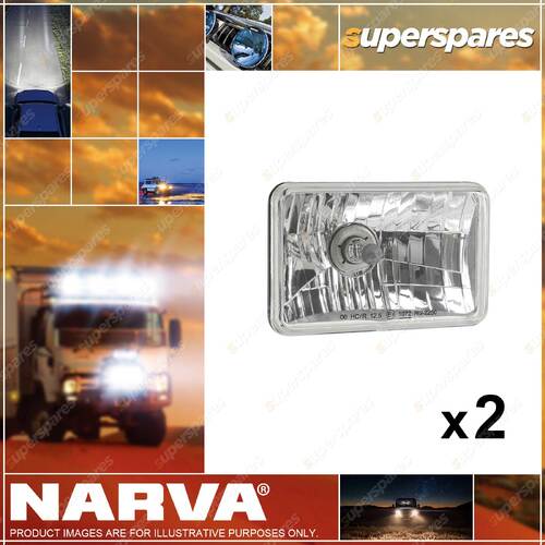 2 x Narva H4 165x100mm 12V 60/55W Beam Halogen Headlamps Lamp Only 72016