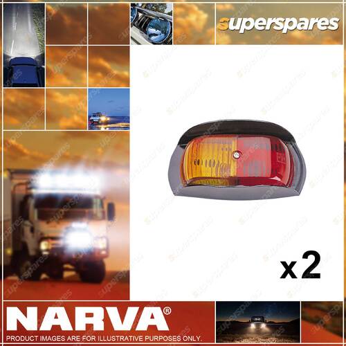 2 x Narva Side Marker Lamps with Metal Safety-Guard Bracket - Red / Amber