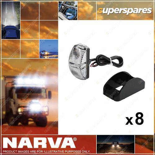 8 x Narva 9-33 Volt LED Side Marker Lamps Red Amber Black Base 0.5m Cable 91602