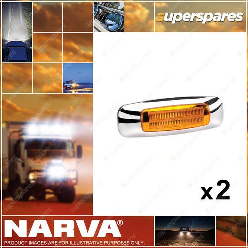 2 x Narva 9-33V LED Light Guide Side Marker Lamps w/Chrome Cover - 118 x 39mm