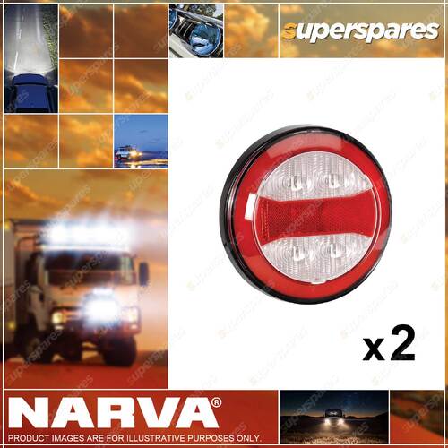 2 x Narva 9-33V Model 43 LED Rear Stop and Reverse Lamps with Red LED Tail Ring