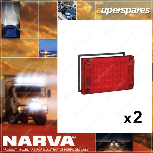 2 x Narva 9-33V LED Rear Stop Tail Lamps Red w/In-Built Retro Reflectors 94808