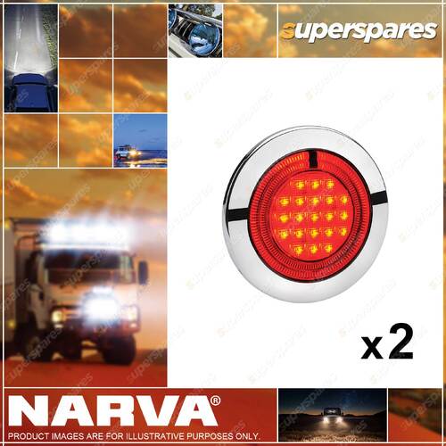 2 x Narva 9-33 Volt Model 56 LED Rear Stop Lamps Red with Red LED Tail Ring