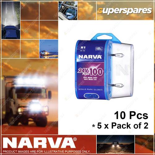 Narva H1 24 Volt 70W Plus 100 Long Life Headlight Globes 5 x Pack of 2