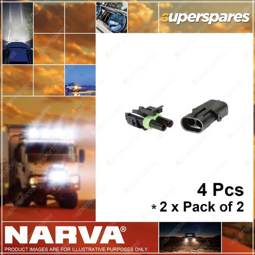 Narva 2 Way Waterproof Connectors Blister Type Pack 2 x Pack of 2