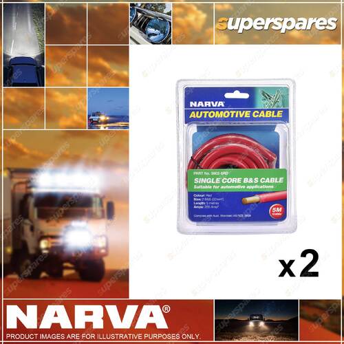 2 x Narva 255 Amps Red Color 2 Battery & Starter Cables Length 5 Meters