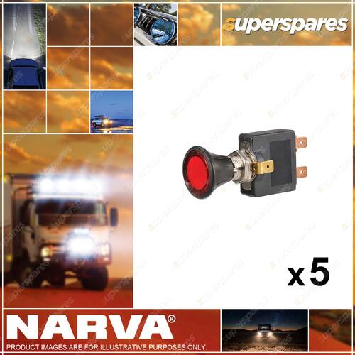 5 x Narva Illuminated Off/On Push/Pull Switchs with Red Color LED Blister Pack