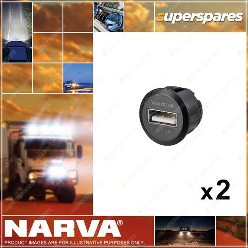 2 x Narva Heavy Duty Mini Flush Mount USB Sockets Blister Pack 81100BL