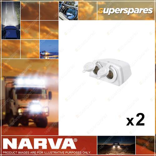 2 x Narva Heavy Duty Twin Surface Mount Accessory Sockets White 81160WBL