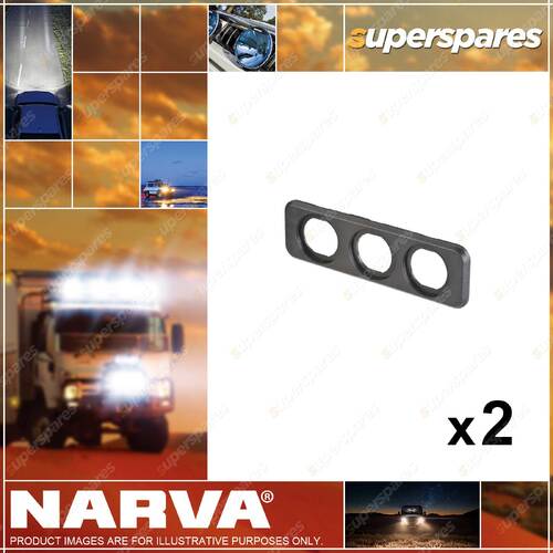 2 x Narva Triple Blank Flush Mount Housings Black Blister Pack 81189BL