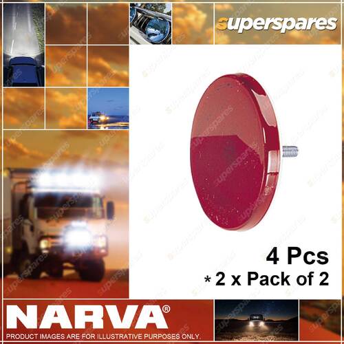 Narva Red Retro Reflectors 65mm Diameter with Fixing Bolt 2 x Pack of 2