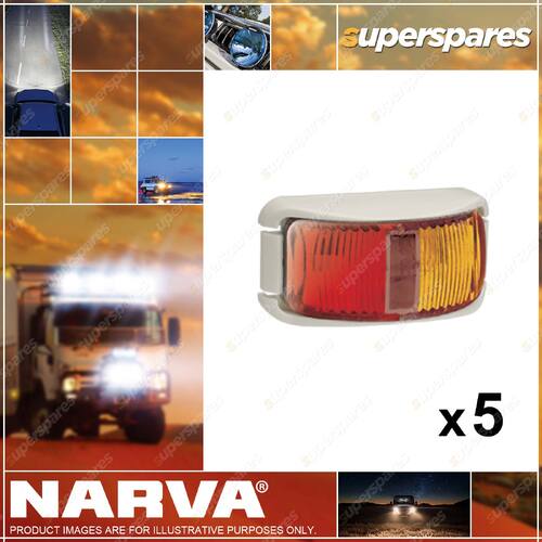 5 x Narva 9-33V LED Side Marker Lamps Red Amber with White Deflector Base 91602W