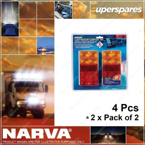 Narva 12V LED Slimline Trailer Lamps w/Licence Plate Lamp 2 x Pack of 2