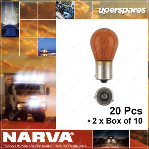 Narva 12V 21W Amber PY21W Bau15S Incandescent Globes 47384 2 x Box of 10