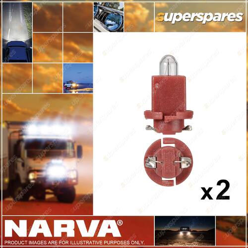 2 x Narva 24V 0.4W Ebsr (Bax) Red Base Dash Panel Globe 13mm wide x 20mm 47713