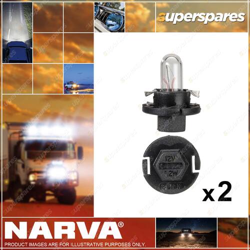 2 x Narva 12V 1.2W BX8.4D Black Base Dash Panel Globes - Globe Width 4.5mm 47744