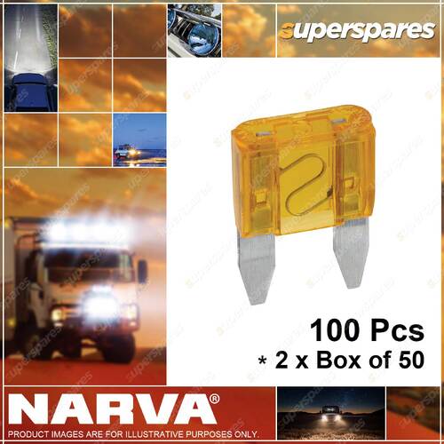 Narva 5 Amp Orange Color Mini Blade Fuse - Size 17 x 11mm 52705 2 x Box of 50