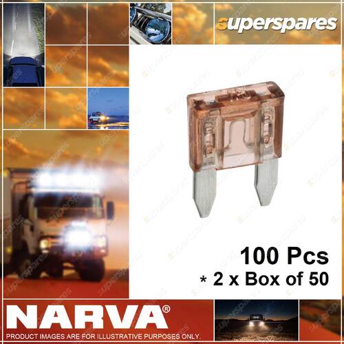 Narva 7.5 Amp Brown Color Mini Blade Fuse - Size 17 x 11mm 52707 2 x Box of 50