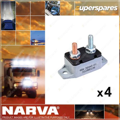 4 x Narva 40 Amp Manual Plastic Resetting Circuit Breaker - 51 x 21mm 54940