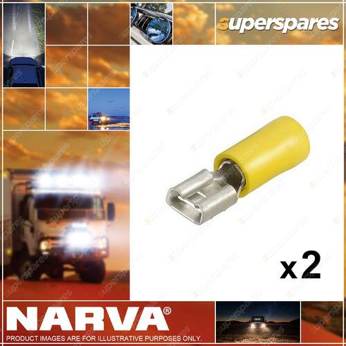 2 x Narva Female Blade Yellow Spade Crimp Terminal 6mm Wire 56138