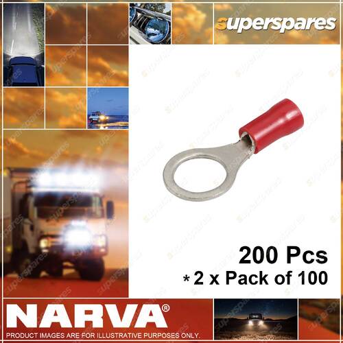 Narva 8.4mm Ring Terminal Red - Wire Size 2.5-3mm 56175 2 x Pack of 100