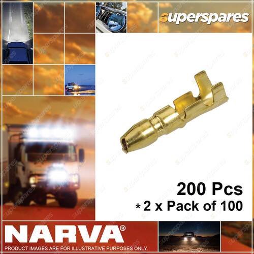 Narva 5.0mm Bullet Male Terminal non-insulated brass 56207 2 x Pack of 100