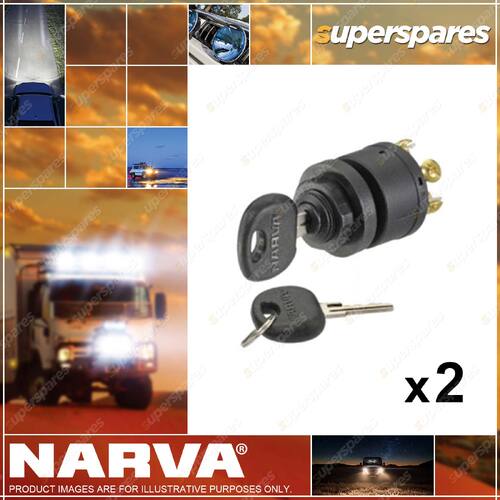 2 x Narva 3 Position Ignition Switch Marine with Push For Choke Function 64008