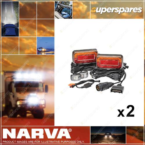 2 x Narva 7 Pin Large Round Trailer Plug w/1M Lead & Waterproof Connector 82183