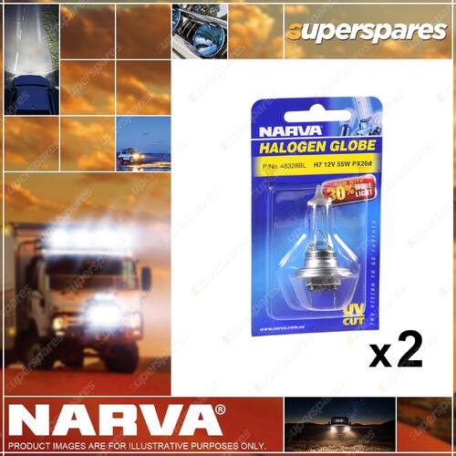 Narva 12V H7 55W Halogen Headlight Globes 48328BL 2 x Blister Pack of 1