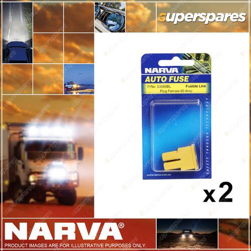 Narva 60 Amp Yellow Female Plug In Fusible Link 53060BL 2 x Blister Pack of 1