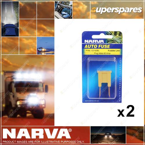 Narva 60 Amp Yellow Male Plug In Fusible Link 53160BL 2 x Blister Pack of 1