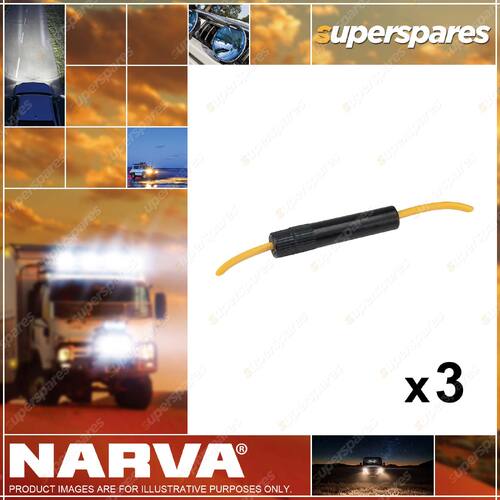 Narva In-Line Glass Fuse Holder with 30 Amp Fuse 54382BL 3 x Blister Pack of 1