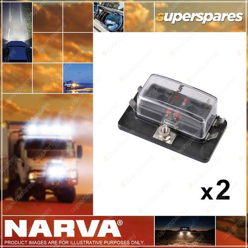 2 x Narva 4-Way Ats Fuse Box W/LED Fault Indicator Single Power-In Terminal