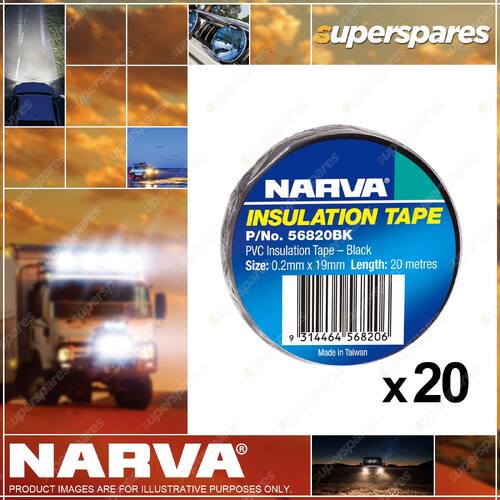 2 x Narva 19mm PVC Insulation Tape Black 10 Rolls Thickness 0.20mm 56820BK/10