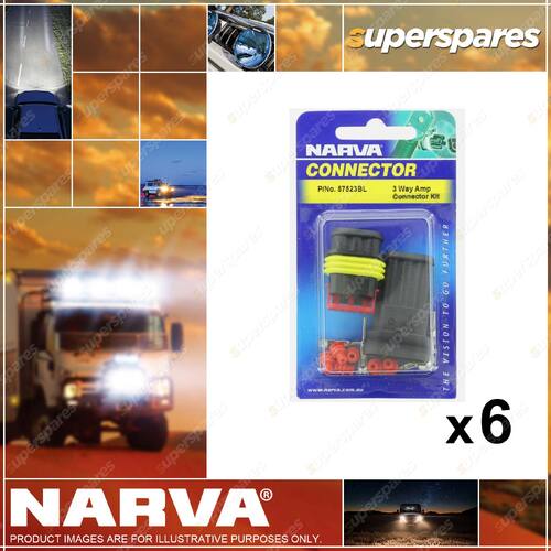 6 pcs Narva 3 Way Male and Female AMP Super Seal Connector Housings Blister Pack