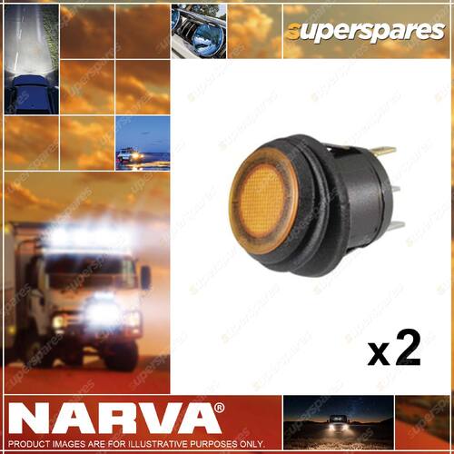 2 x Narva Off/On Rocker Switch Waterproof Neoprene Boot Amber LED Blister Pack