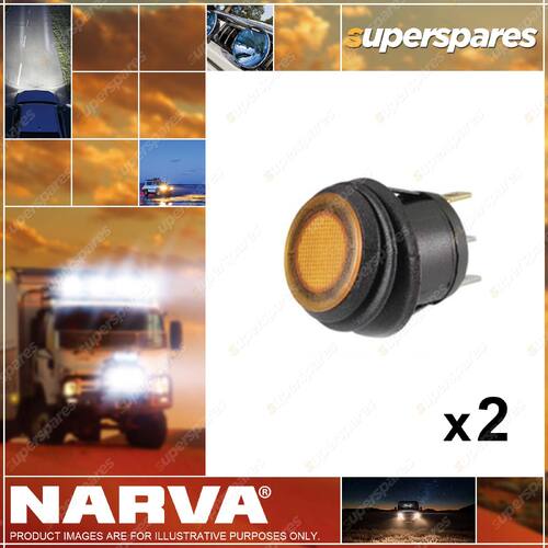 2 x Narva Off/On Rocker Switch w/Waterproof Neoprene Boot Blue LED Blister Pack