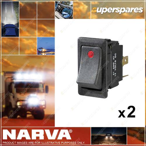 Narva 24V Illuminated Off/On HD Rocker Switch Red 63048BL 2 x Blister Pack of 1