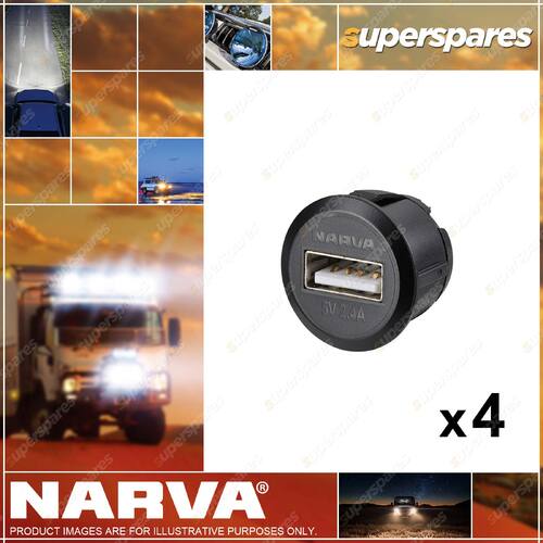 Narva Heavy Duty Mini Flush Mount Usb Socket 81100BL 4 x Blister Pack of 1