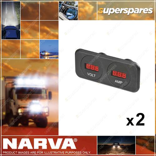 Narva Heavy Duty 12 / 24V Dc LEDV and Amp Meters 81148BL 2 x Blister Pack of 1